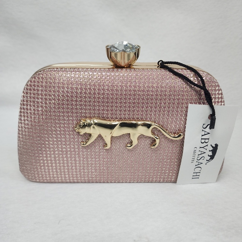 Sabyasachi Bag Womens Gift For Her Evening Rose Gold Detachable Strap Clutch